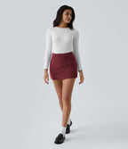 High-Waisted 2-in-1 A-Line Mini Corduroy Skirt with Shorts